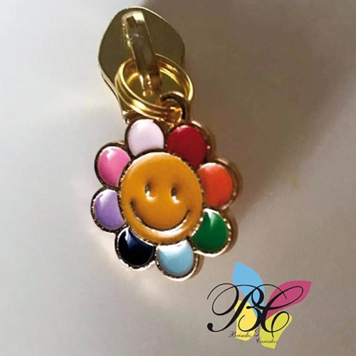 Cursor para fecho zipper no formato flor (colorida)
