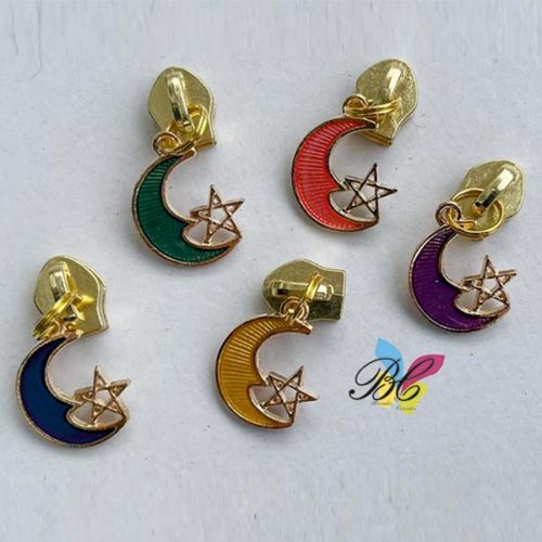 Cursor para fecho zipper lua cor e estrela na ponta