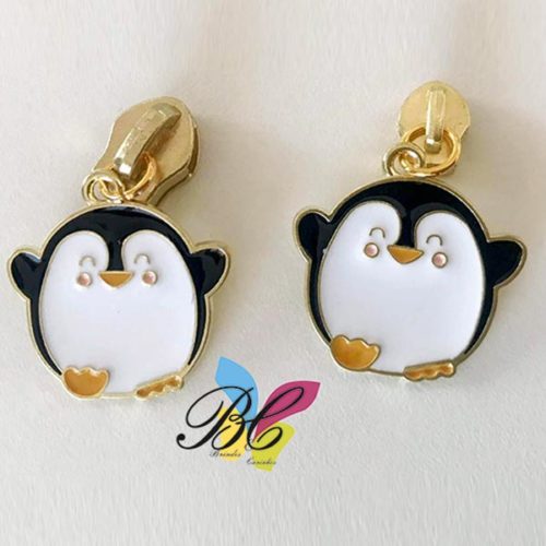 Cursor para fecho zipper no formato de pinguim