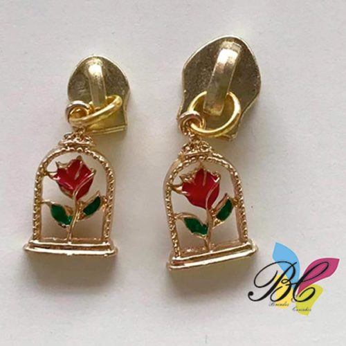Cursor para fecho zipper no formato rosa (bela e o monstro)