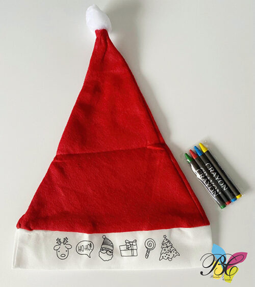 Gorro de Natal com lápis de cera